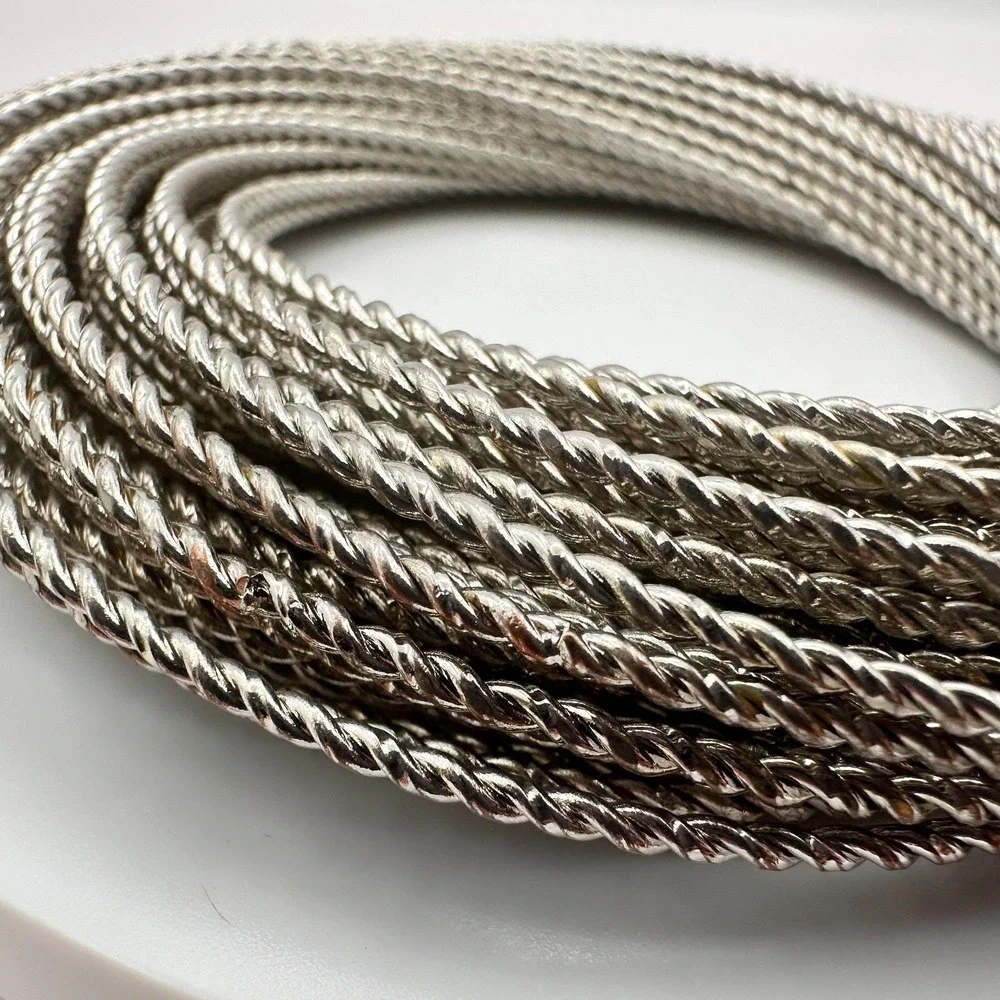 Vintage 90s‎ Silver Tone Twisted Rope Bangle Bracelet Multi Strand Stackable Y2K